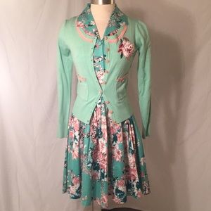 Voodoo Vixen Silverstop dress w/cardigan sweater